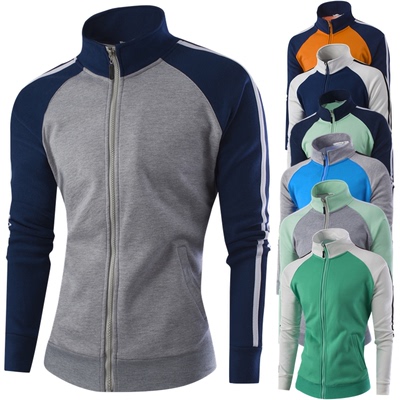 时尚藏青色立领长袖开衫韩版