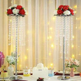 水晶插花支架,金色花架烛台用于家庭派对结婚纪念日装饰