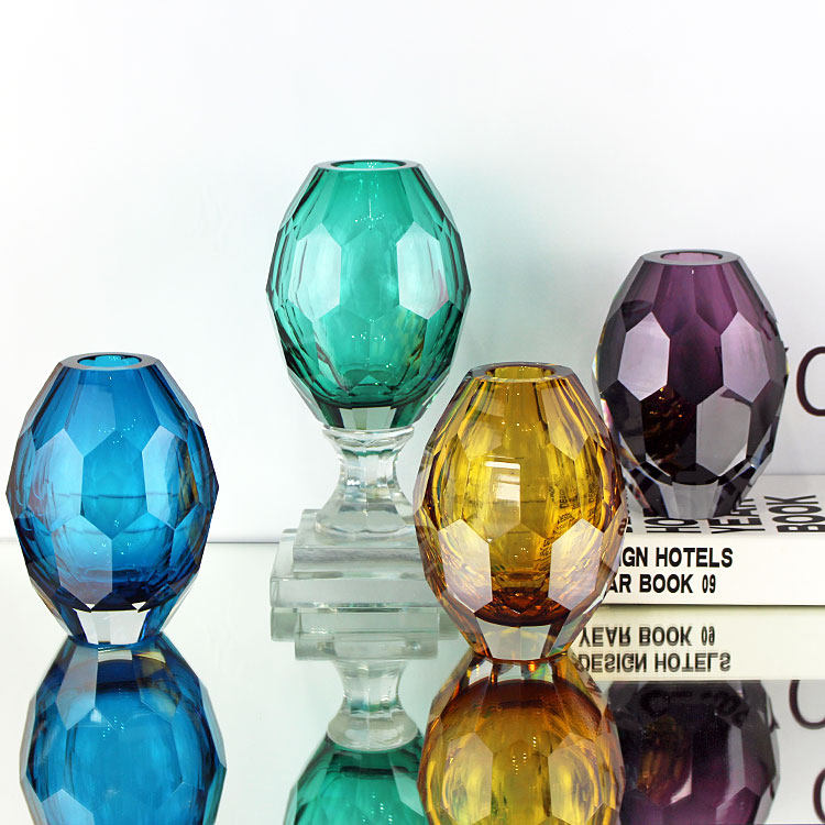 卡莎慕桌面水晶玻璃花瓶钻石切割高端工艺品摆件简约轻奢餐桌居家,家居饰品,花瓶,淘宝优惠券,粉丝福利购,淘宝优惠卷