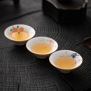 手绘釉下彩陶瓷功夫茶具品茗杯单个小号茶盏家用品茶喝茶杯子