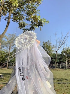 幕然居原创仙气斗笠花汉服道具侠女风幕离遮容防晒帽面纱cos古风