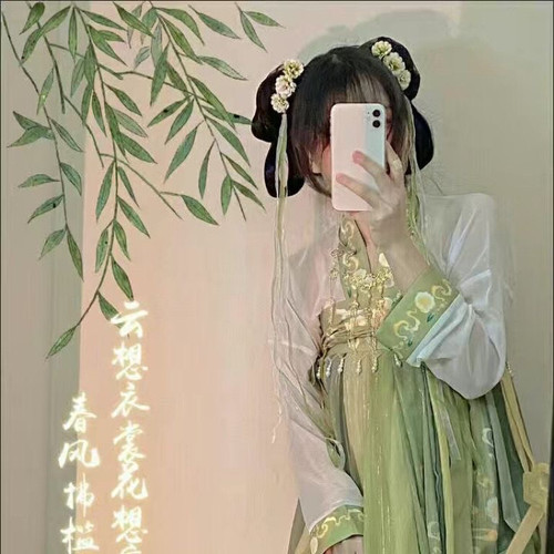 凌妙妙古风花朵排簪汉服配饰超仙长飘带多色百搭可爱汉服配饰cos
