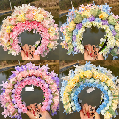 泉州原创双面汉服古风发饰头饰簪花发饰民族风拍摄写真花发箍花环