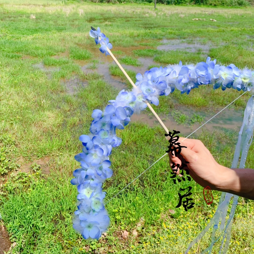 幕然居原创花朵弓古风汉服配饰超仙羽毛道具走秀可亮灯Lolita百搭