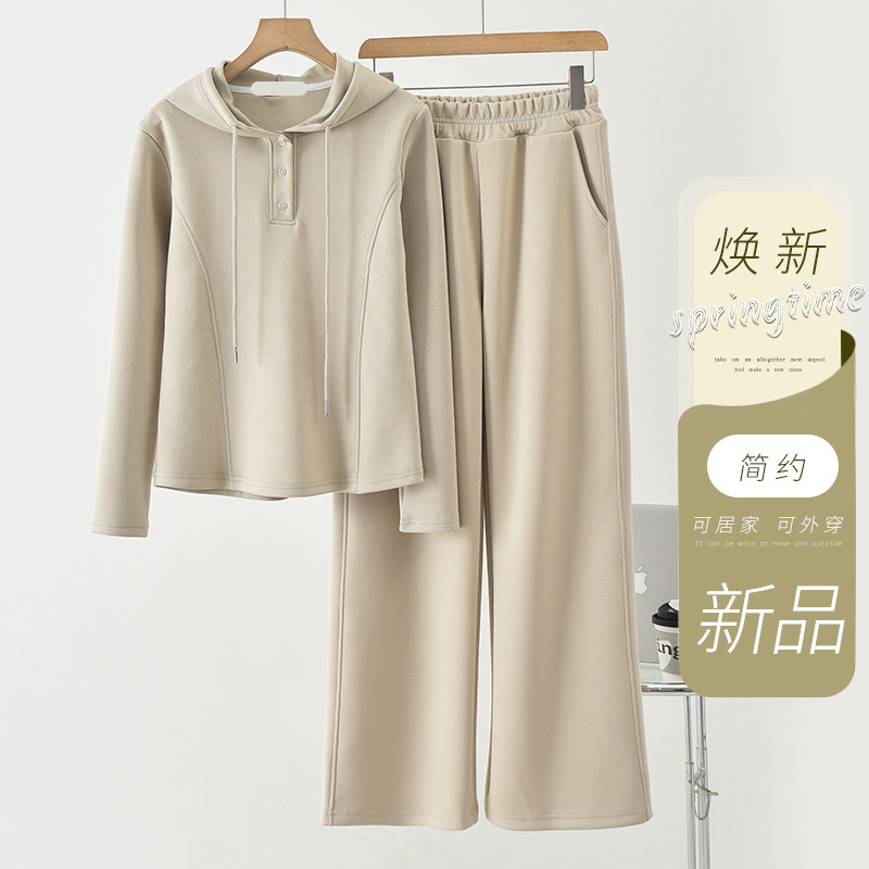 长袖连帽卫衣阔腿裤女套装春夏宽松家居服韩版外套上衣时尚运动服
