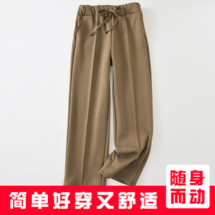 女士秋冬加厚休闲裤 长裤 宽松显瘦直筒裤 外穿高腰裤 大码 德绒阔腿裤