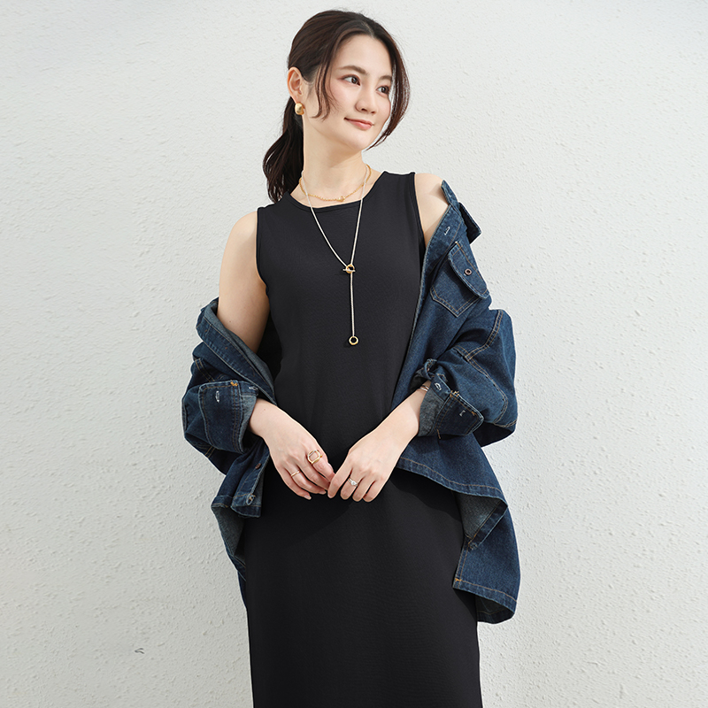 背心连衣裙女式新款加长款纯色垂感长款气质圆领高级感螺纹打底裙