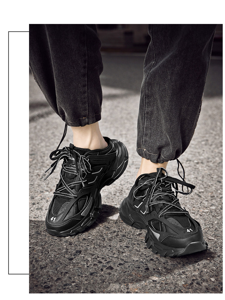 남녀공용 파리지앵 아빠슈즈 커플전용 캐주얼 운동화 두꺼운 밑창 굽없음 슬립온 게으른 반슬리퍼