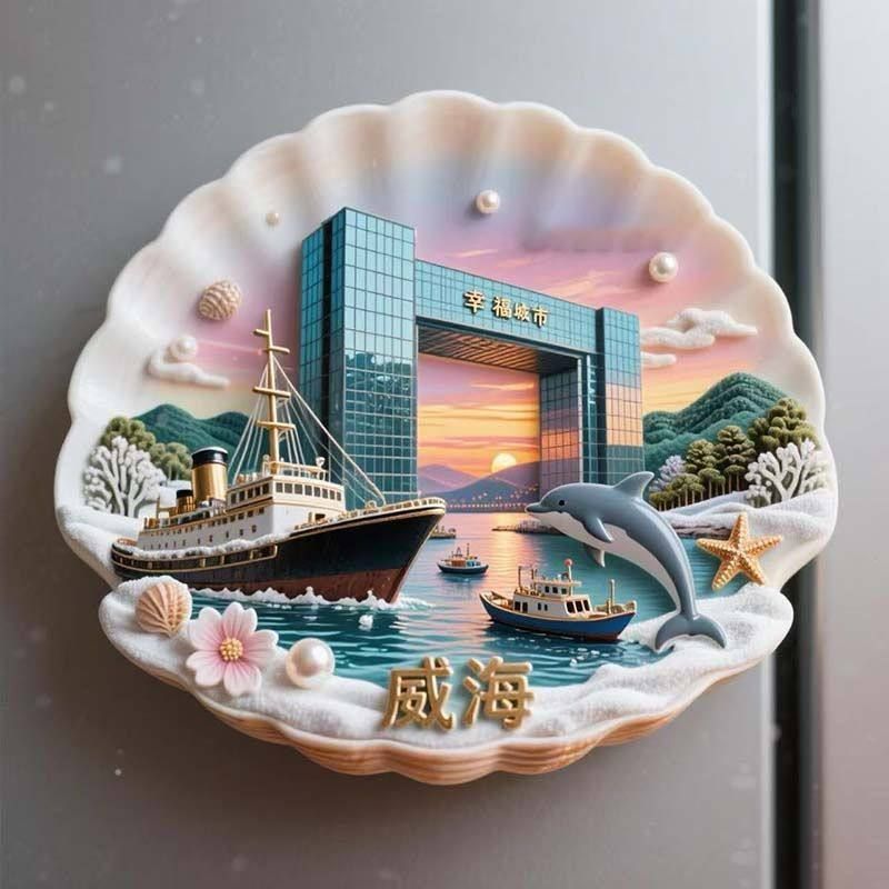 【威海】金属浮雕冰箱贴立体装饰磁贴旅游景区纪念品文创伴手礼
