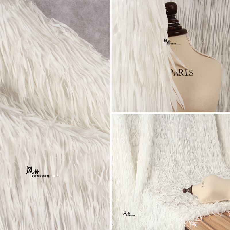 原创羽毛透视流苏服装布料刺绣