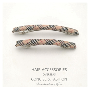 格纹弹簧夹韩国发夹马尾夹顶夹边夹细格子窄一字简约经典 布艺发饰