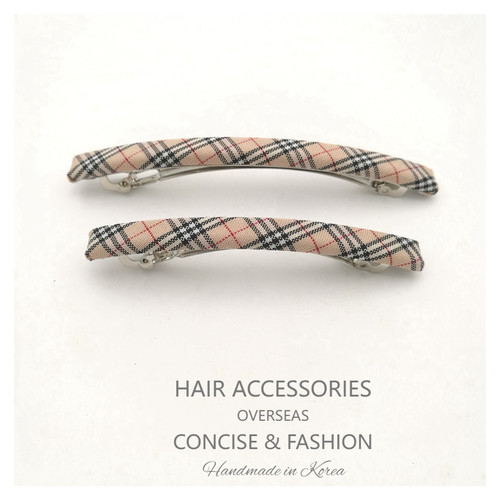 弹簧夹布艺格子格纹经典韩国