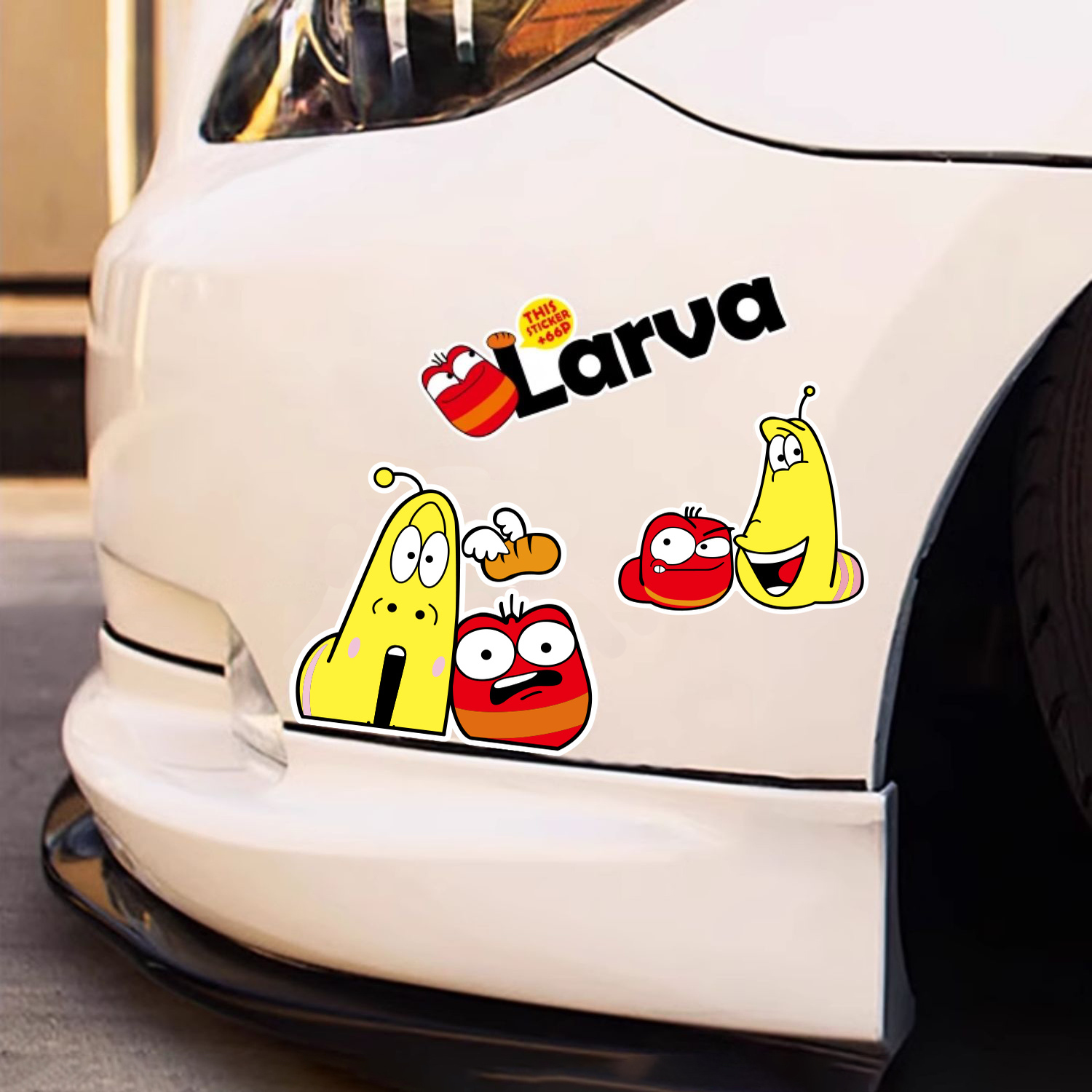 菲兹文化车贴 LARVA搞笑虫子卡通车尾贴机车小牛贴纸装饰改装胶贴