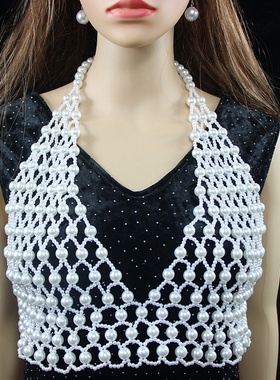 仿珍珠项链女挂脖吊带文胸身体链