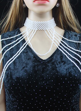 仿珍珠项链女长款身体链脖子饰品