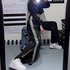 實拍實價#季運動褲闊腿褲哈倫褲休閒褲女 