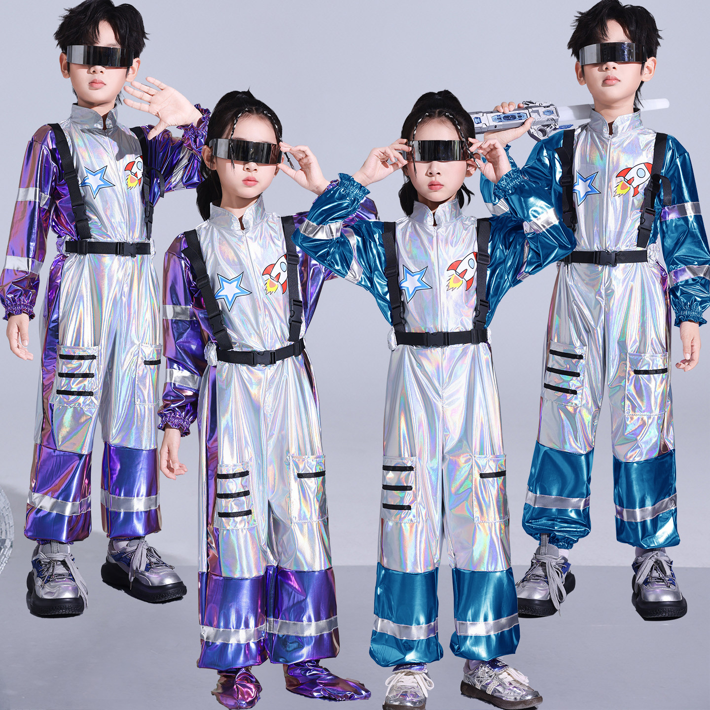 儿童未来科技感演出服机器人中小学运动会ai宇航员太空服走秀服装