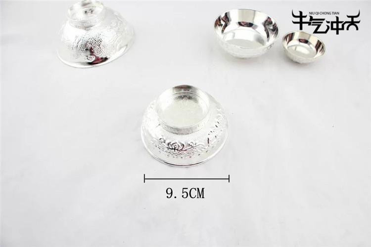 内蒙古特产蒙古银碗民族工艺品敬酒碗酒杯酒碗镀银实心酒盅