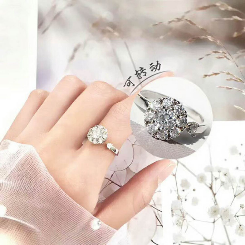 余潇潇同款锆石旋转网红戒指