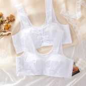 胸罩 内衣纯棉马甲薄款 单层前扣背心式 文胸全棉宽肩带中老年人老式