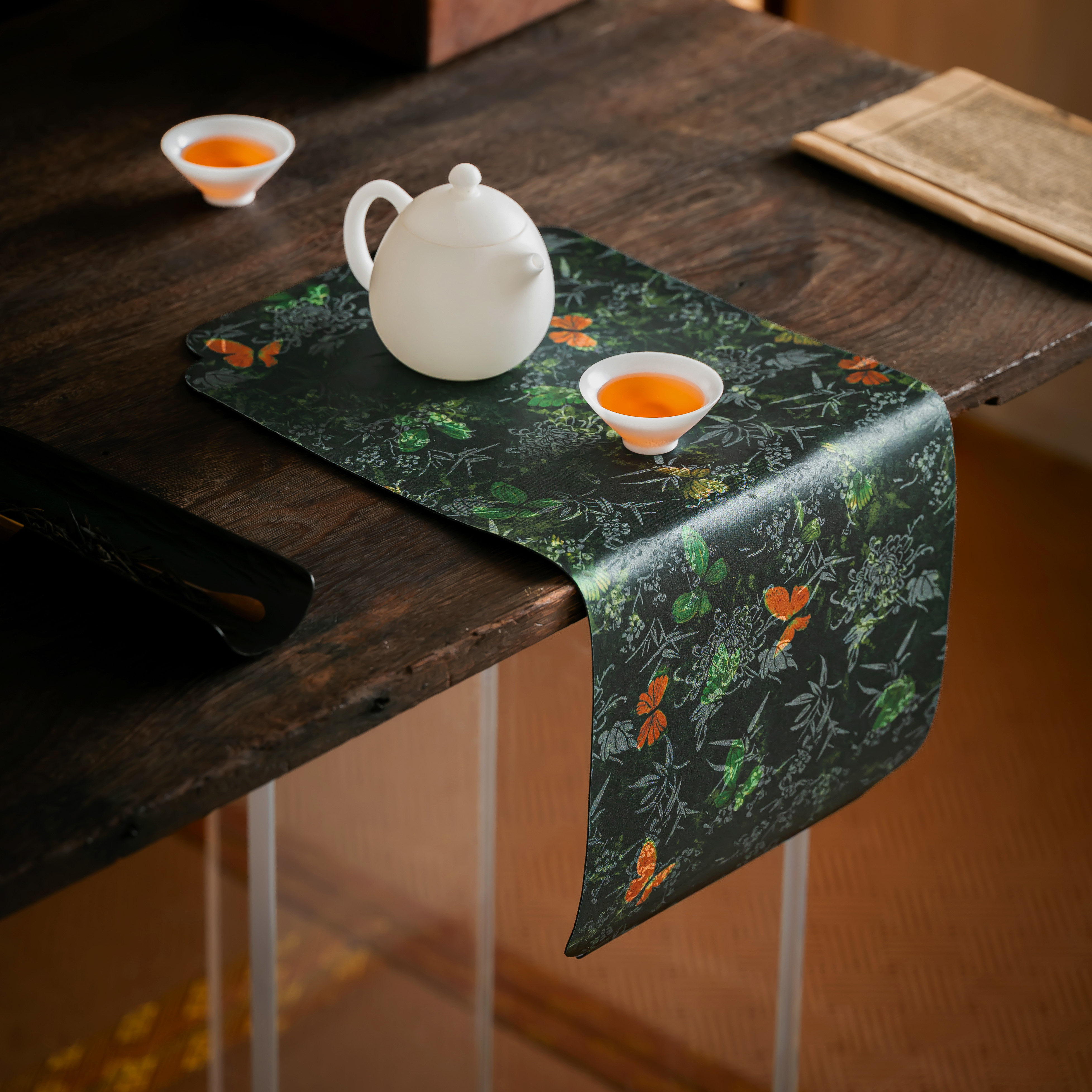 中式简约禅意桌旗轻奢高端茶席垫布防水防滑茶台干泡茶桌垫壶垫