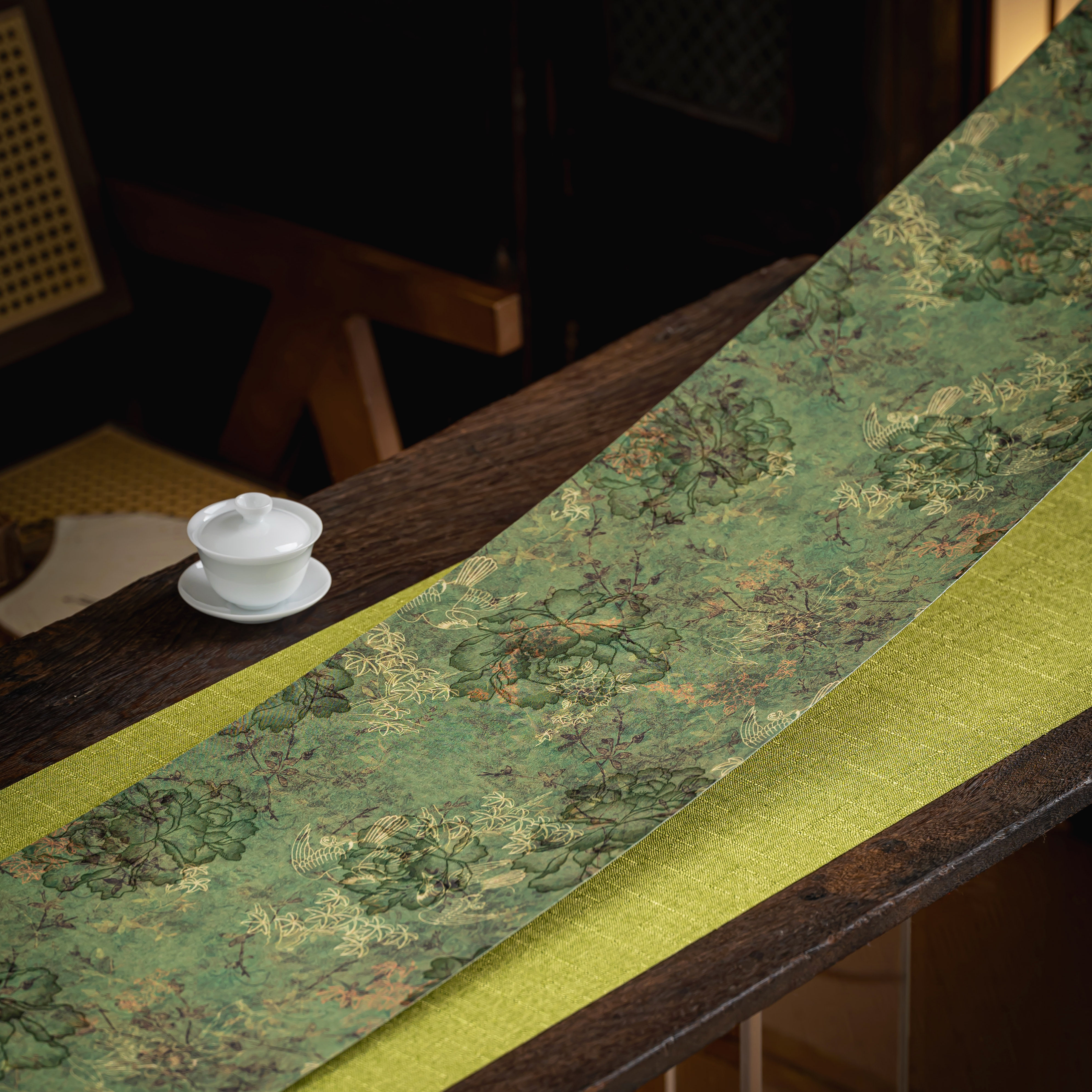 复古防水仿云纱茶席双层中式禅意茶桌旗茶垫布轻奢茶台茶几布桌布