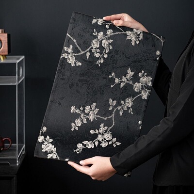 国风中式织锦缎玫瑰海棠茶席