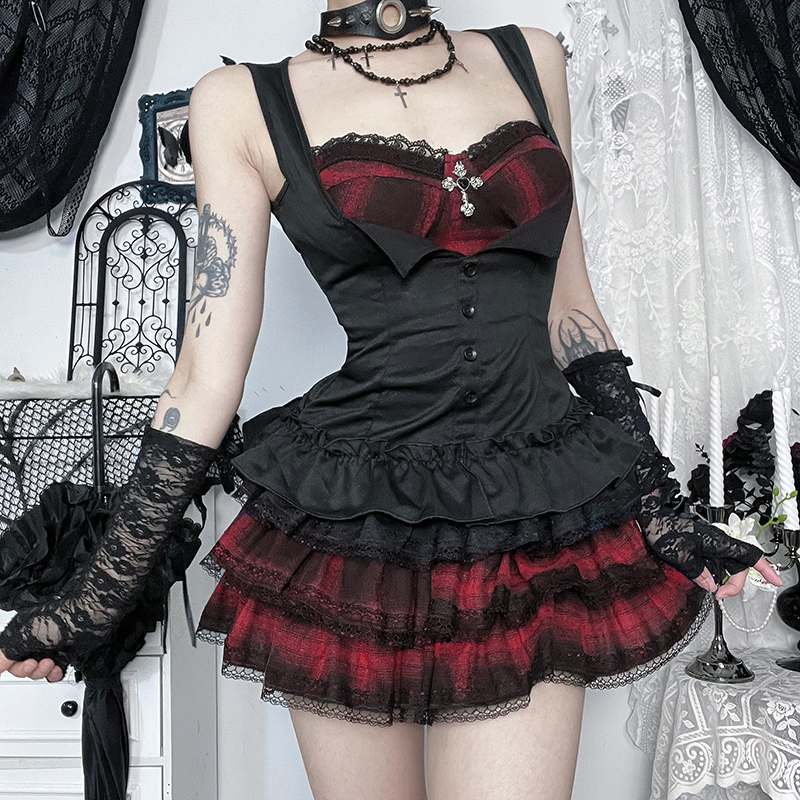 哥特风暗黑上衣女亚比穿搭