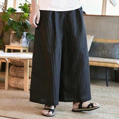 直筒裙裤日系和服长裤亚麻宽松潮