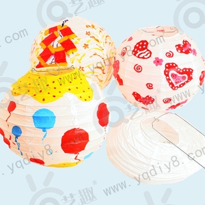 新春开学季幼儿园手工材料 diy儿童手工制作8寸白色大灯笼