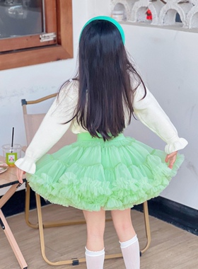 女童tutu裙奶油果绿色春夏新色二代兔兔裙半身裙蓬蓬裙女宝宝网纱