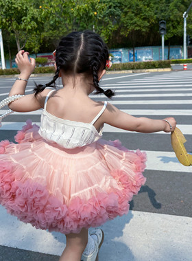 女童tutu裙2023春夏季新款蓬蓬裙女宝宝半身裙儿童周岁礼服凸凸裙