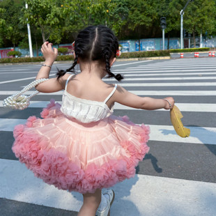 女童tutu裙2023春夏季 蓬蓬裙女宝宝半身裙儿童周岁礼服凸凸裙 新款