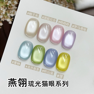 燕翎琉光猫眼系列罗马鸢尾透底细磁粉猫眼胶水光冰透玻璃珠小灯泡