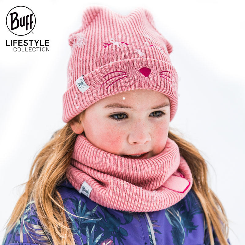 BUFF儿童秋冬户外针织抓绒帽子滑雪透气保暖时尚防风防寒针织围脖