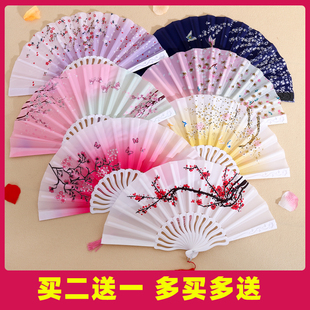 扇子折扇中国风女式 随身携带汉服塑料折扇跳舞扇 学生古风流苏夏季