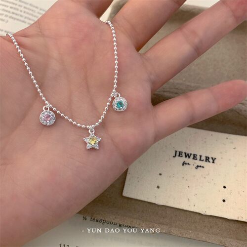 云岛有羊春日彩色星星水钻颈链潮