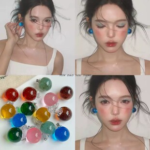 ins夏日多巴胺星空彩色球球耳钉小众清新无耳洞耳夹女 颜色太美啦