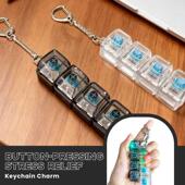 四键PC透明解压按键钥匙扣发光键盘办公摸鱼按键解压玩具跨境抖音