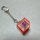 跨境方糖高透彩色透明猫头爱心小熊解压键盘钥匙链解压钥匙扣挂件