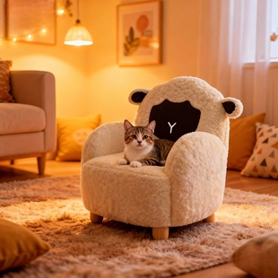 卡通阅读区沙发小熊羊驼靠背座椅高端家用小沙发儿童宠物沙发凳