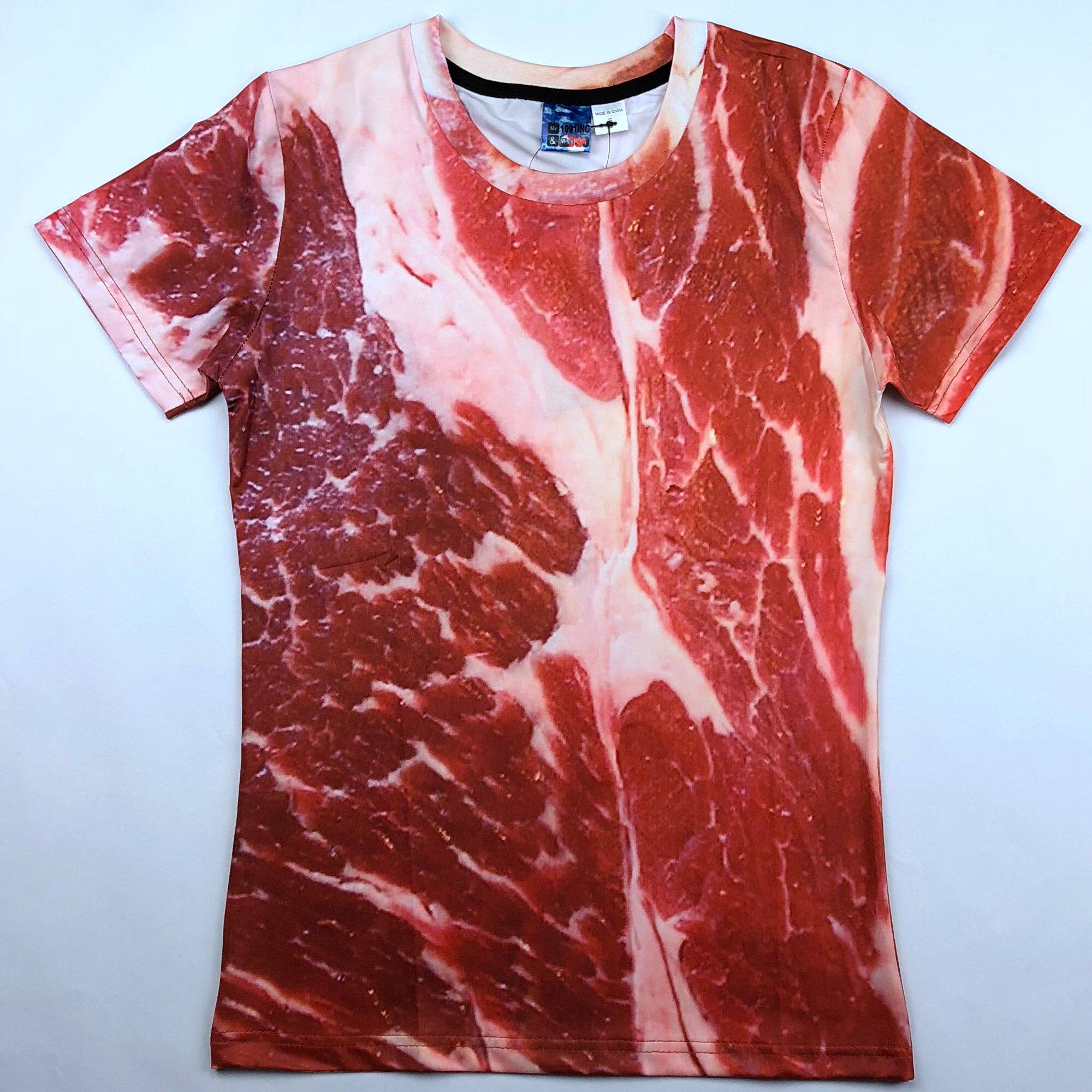 3D创意五花肉男装搞怪肌肉短袖网红T恤年会表演恶搞搞笑道具衣服