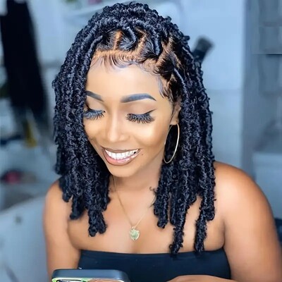 18 inch small roll braids African 非洲蕾丝脏辫 lace wig