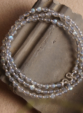 原创天然纯银拉长石佛牌链子