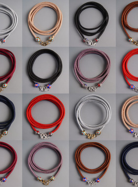 原创翡翠蜜蜡吊坠绳佛牌链子