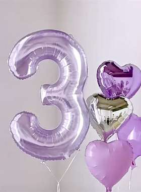 小红书水晶果冻紫色数字气球女孩女神生日派对装饰品布置拍照道具