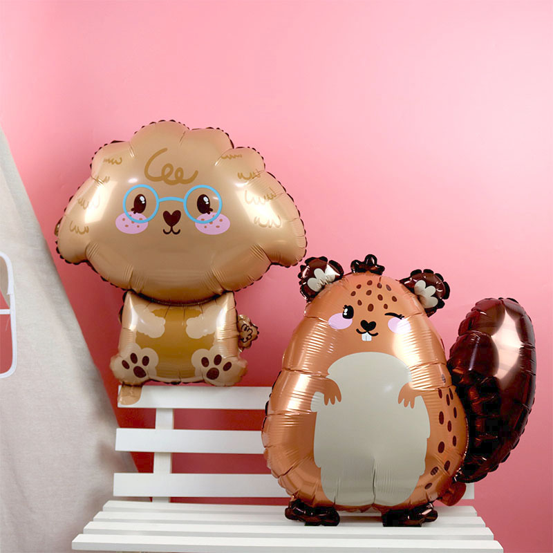 韩国卡通主题动物可爱眼镜狗小海狸气球儿童生日派对场景装饰布置