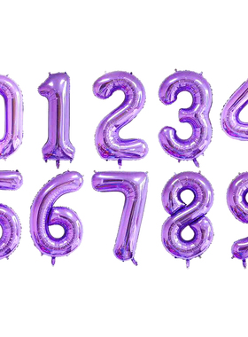 新款40寸紫色大数字铝膜异形气球生日派对周年庆典活动创意装饰品