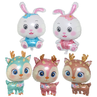 ins森系丛林动物主题森蒂鹿麋鹿兔子圣诞梅花鹿儿童生日派对装饰