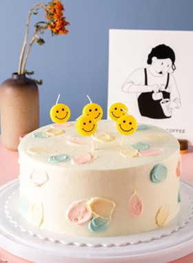 ins黄色雏菊气球创意桌飘卡通儿童生日蛋糕蜡烛笑脸派对装饰布置